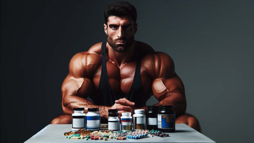 =Atleta usando esteroides y hormonas en entrenamiento