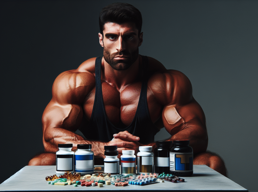 =Atleta usando esteroides y hormonas en entrenamiento